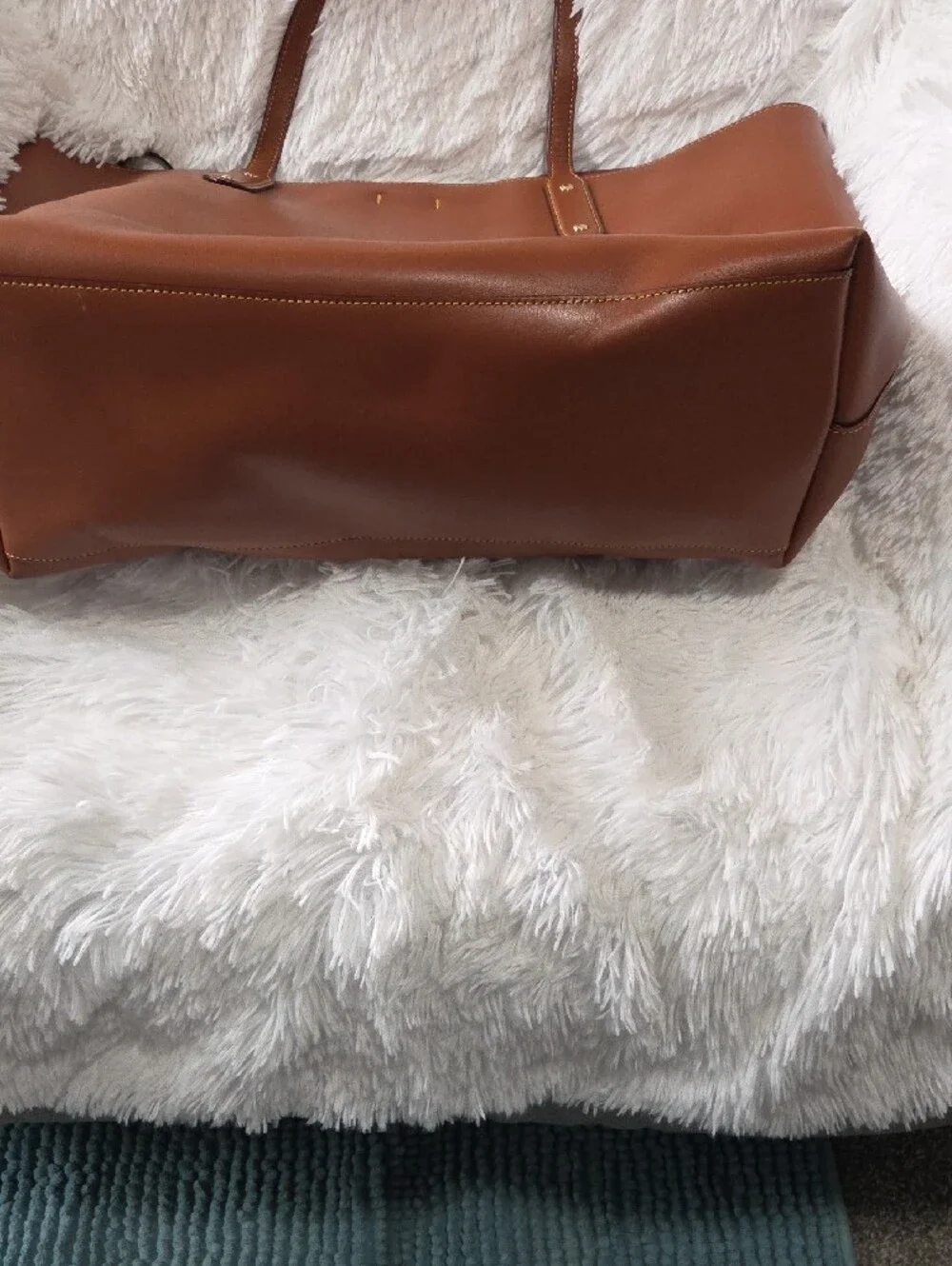 COACH MARKET TOTE Classic Brown Leather Tote Bag with Gold Accent C